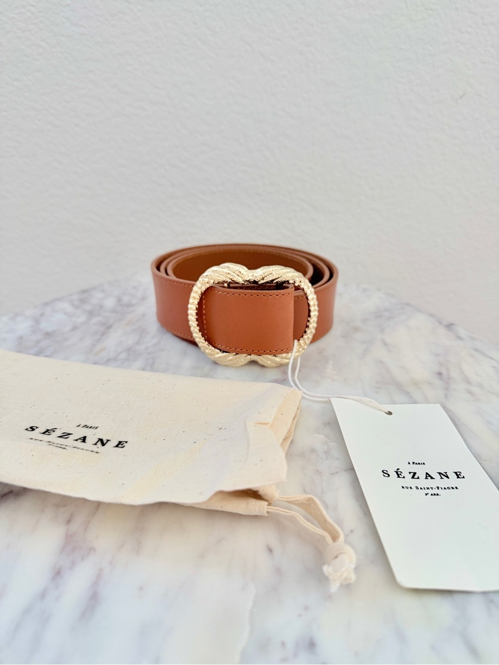 🌟 Sézane Artemis Waist Belt Natural Heritage Caramel Brown Leather 100 - Picture 4 of 13